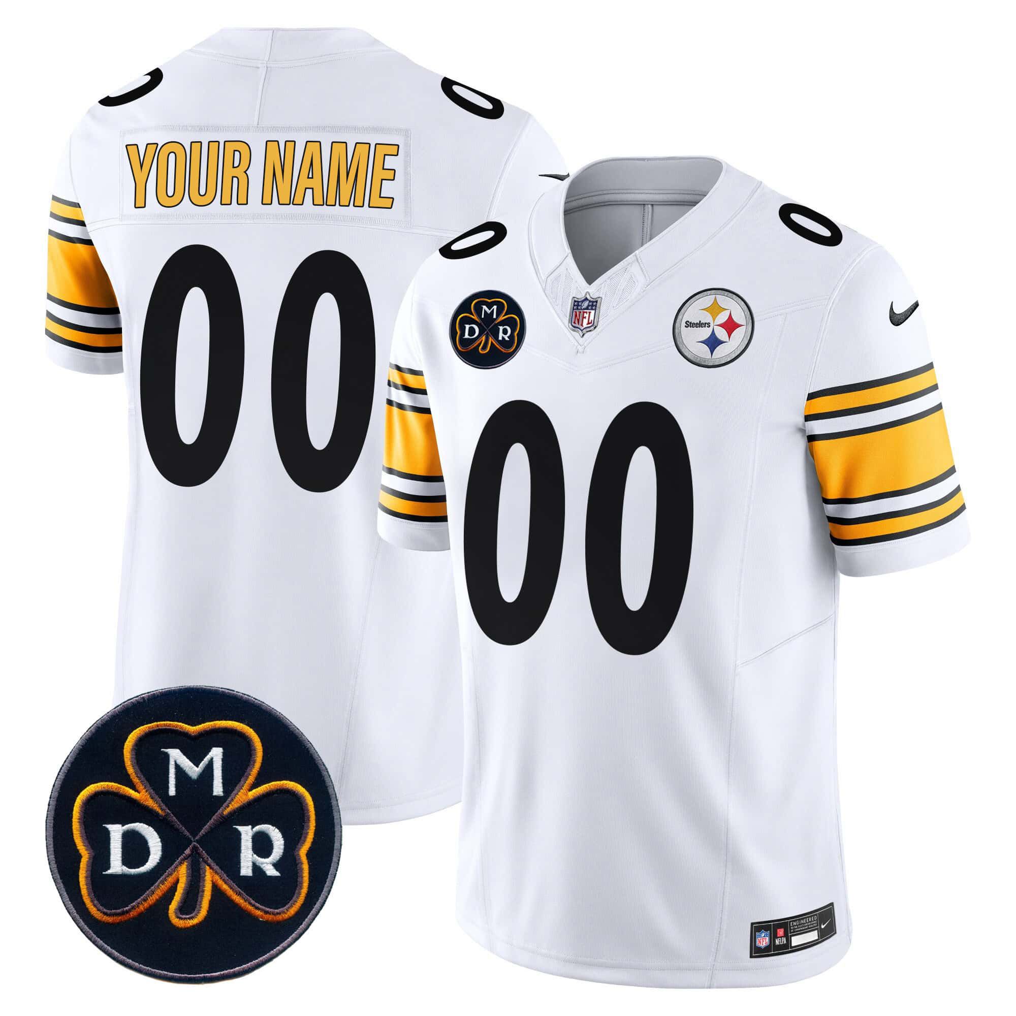 Men Pittsburgh Steelers White 2024 Nike DMR Patch Vapor Limited Custom NFL Jersey->customized nfl jersey->Custom Jersey